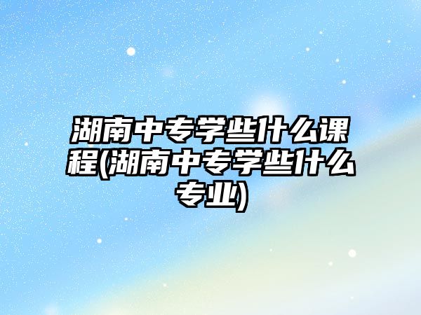 湖南中專學些什么課程(湖南中專學些什么專業(yè))