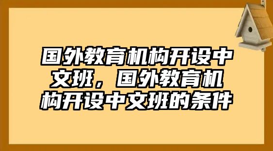 國(guó)外教育機(jī)構(gòu)開(kāi)設(shè)中文班，國(guó)外教育機(jī)構(gòu)開(kāi)設(shè)中文班的條件