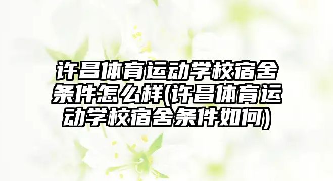 許昌體育運動學校宿舍條件怎么樣(許昌體育運動學校宿舍條件如何)