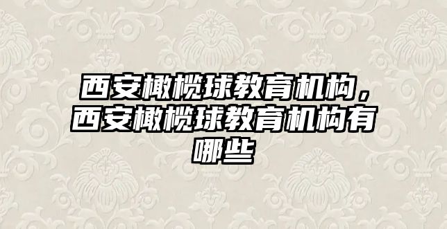 西安橄欖球教育機構，西安橄欖球教育機構有哪些