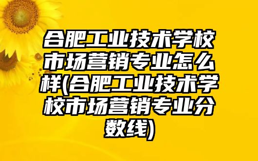 合肥工業(yè)技術(shù)學(xué)校市場營銷專業(yè)怎么樣(合肥工業(yè)技術(shù)學(xué)校市場營銷專業(yè)分?jǐn)?shù)線)