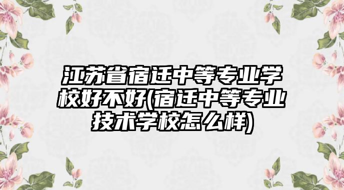 江蘇省宿遷中等專業(yè)學(xué)校好不好(宿遷中等專業(yè)技術(shù)學(xué)校怎么樣)