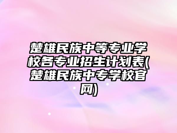 楚雄民族中等專業(yè)學(xué)校各專業(yè)招生計(jì)劃表(楚雄民族中專學(xué)校官網(wǎng))