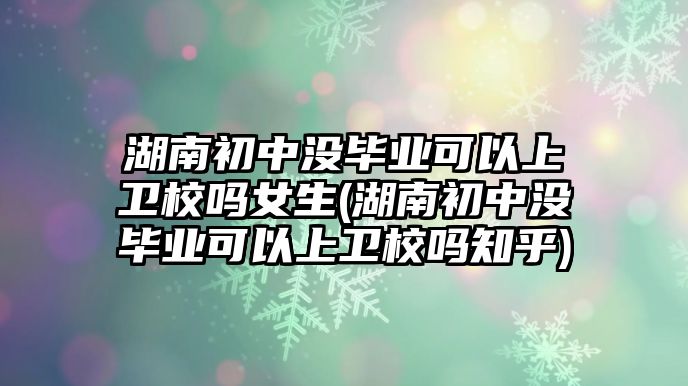 湖南初中沒畢業(yè)可以上衛(wèi)校嗎女生(湖南初中沒畢業(yè)可以上衛(wèi)校嗎知乎)