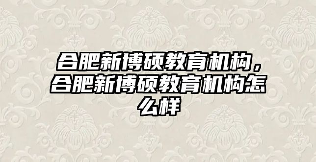 合肥新博碩教育機(jī)構(gòu)，合肥新博碩教育機(jī)構(gòu)怎么樣