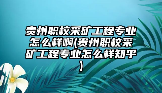 貴州職校采礦工程專業(yè)怎么樣啊(貴州職校采礦工程專業(yè)怎么樣知乎)