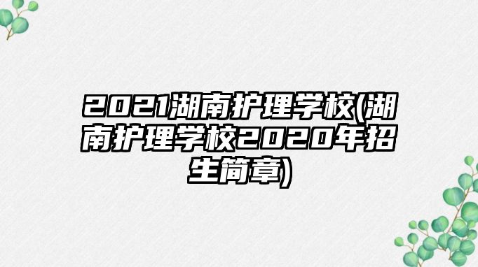 2021湖南護(hù)理學(xué)校(湖南護(hù)理學(xué)校2020年招生簡(jiǎn)章)