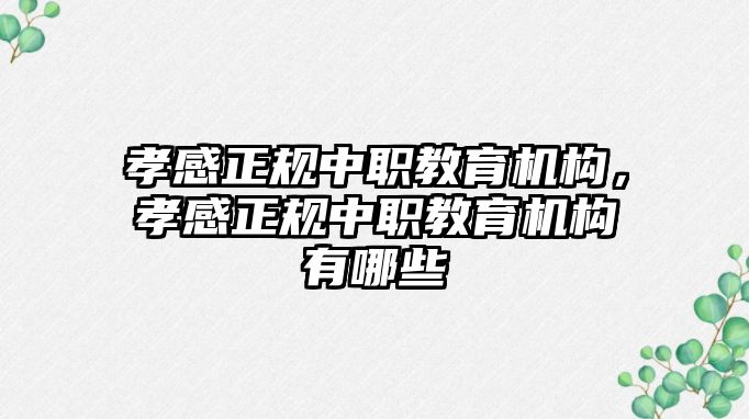 孝感正規(guī)中職教育機構(gòu)，孝感正規(guī)中職教育機構(gòu)有哪些