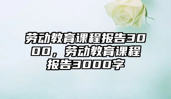 勞動教育課程報告3000，勞動教育課程報告3000字