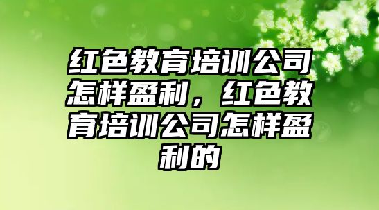 紅色教育培訓(xùn)公司怎樣盈利，紅色教育培訓(xùn)公司怎樣盈利的