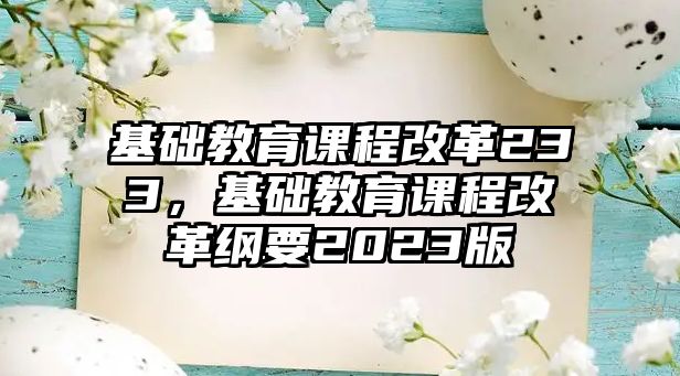 基礎(chǔ)教育課程改革233，基礎(chǔ)教育課程改革綱要2023版