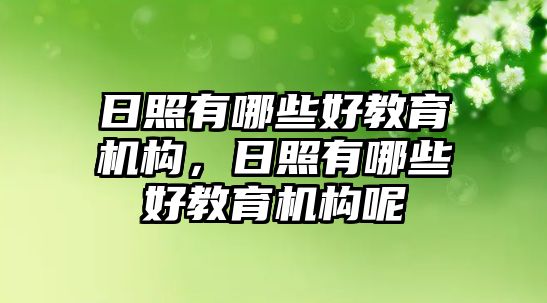 日照有哪些好教育機構(gòu)，日照有哪些好教育機構(gòu)呢