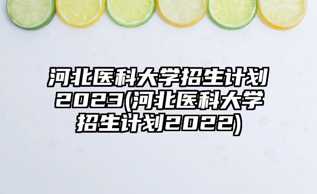 河北醫(yī)科大學(xué)招生計(jì)劃2023(河北醫(yī)科大學(xué)招生計(jì)劃2022)