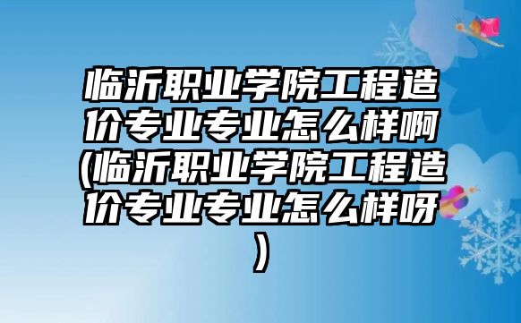 臨沂職業(yè)學(xué)院工程造價(jià)專業(yè)專業(yè)怎么樣啊(臨沂職業(yè)學(xué)院工程造價(jià)專業(yè)專業(yè)怎么樣呀)