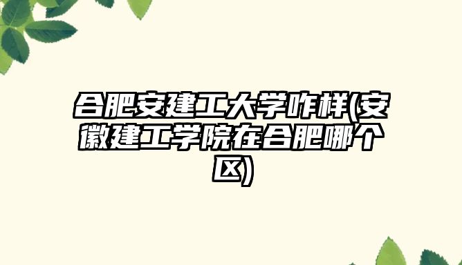 合肥安建工大學咋樣(安徽建工學院在合肥哪個區(qū))