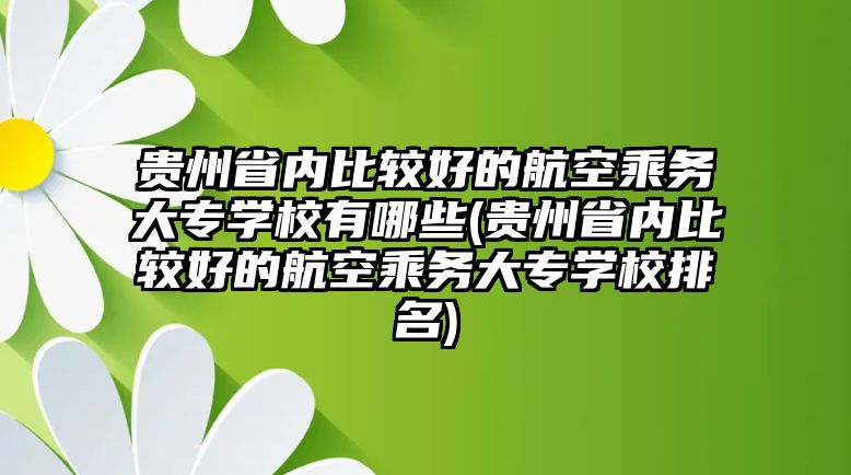 貴州省內(nèi)比較好的航空乘務(wù)大專(zhuān)學(xué)校有哪些(貴州省內(nèi)比較好的航空乘務(wù)大專(zhuān)學(xué)校排名)