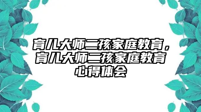 育兒大師二孩家庭教育，育兒大師二孩家庭教育心得體會