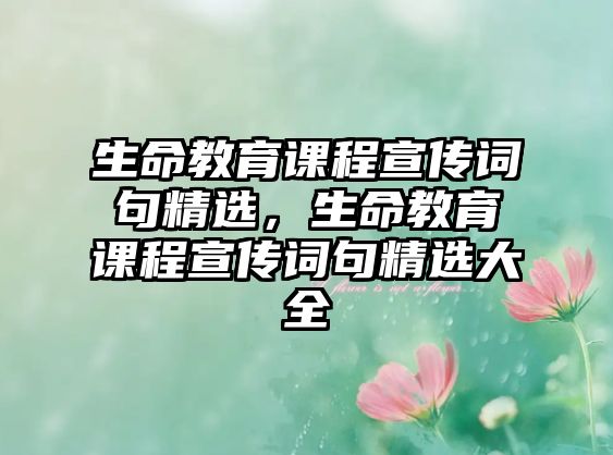 生命教育課程宣傳詞句精選，生命教育課程宣傳詞句精選大全