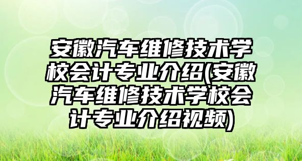 安徽汽車維修技術(shù)學(xué)校會計(jì)專業(yè)介紹(安徽汽車維修技術(shù)學(xué)校會計(jì)專業(yè)介紹視頻)