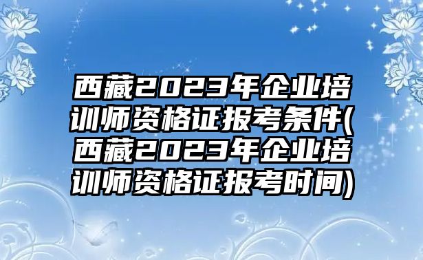 西藏2023年企業(yè)培訓(xùn)師資格證報(bào)考條件(西藏2023年企業(yè)培訓(xùn)師資格證報(bào)考時(shí)間)