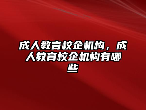 成人教育校企機(jī)構(gòu)，成人教育校企機(jī)構(gòu)有哪些