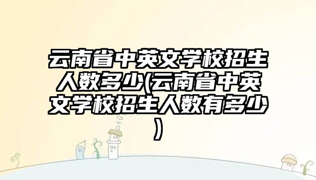 云南省中英文學(xué)校招生人數(shù)多少(云南省中英文學(xué)校招生人數(shù)有多少)