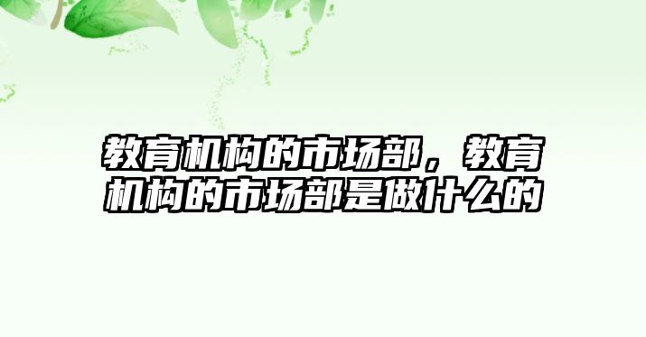 教育機構(gòu)的市場部，教育機構(gòu)的市場部是做什么的