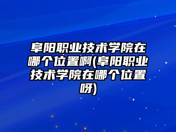 阜陽(yáng)職業(yè)技術(shù)學(xué)院在哪個(gè)位置啊(阜陽(yáng)職業(yè)技術(shù)學(xué)院在哪個(gè)位置呀)