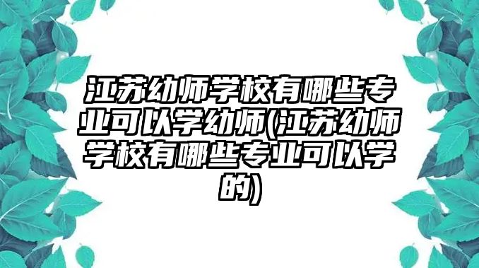 江蘇幼師學(xué)校有哪些專業(yè)可以學(xué)幼師(江蘇幼師學(xué)校有哪些專業(yè)可以學(xué)的)