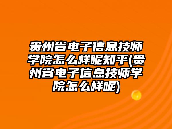 貴州省電子信息技師學(xué)院怎么樣呢知乎(貴州省電子信息技師學(xué)院怎么樣呢)