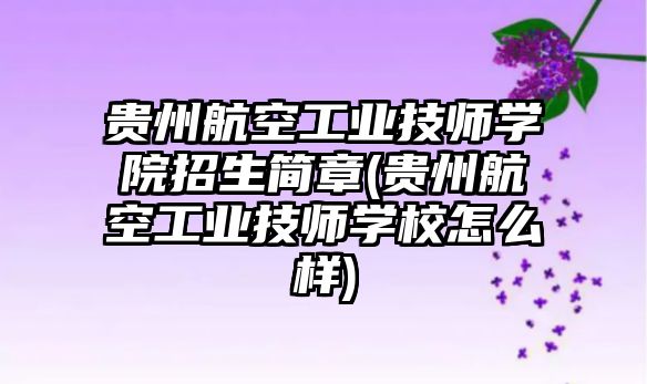 貴州航空工業(yè)技師學(xué)院招生簡章(貴州航空工業(yè)技師學(xué)校怎么樣)