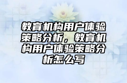 教育機構(gòu)用戶體驗策略分析，教育機構(gòu)用戶體驗策略分析怎么寫