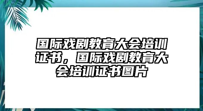 國際戲劇教育大會培訓證書，國際戲劇教育大會培訓證書圖片