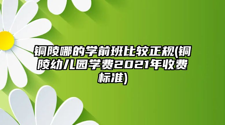 銅陵哪的學(xué)前班比較正規(guī)(銅陵幼兒園學(xué)費(fèi)2021年收費(fèi)標(biāo)準(zhǔn))