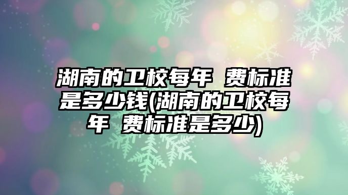 湖南的衛(wèi)校每年収費(fèi)標(biāo)準(zhǔn)是多少錢(qián)(湖南的衛(wèi)校每年収費(fèi)標(biāo)準(zhǔn)是多少)