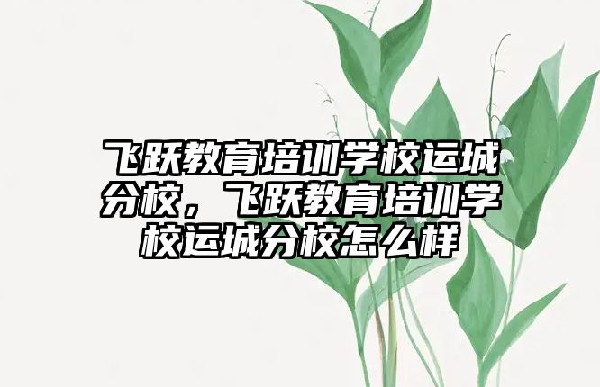 飛躍教育培訓(xùn)學(xué)校運(yùn)城分校，飛躍教育培訓(xùn)學(xué)校運(yùn)城分校怎么樣