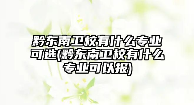 黔東南衛(wèi)校有什么專業(yè)可選(黔東南衛(wèi)校有什么專業(yè)可以報)