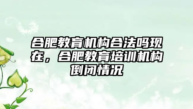 合肥教育機構(gòu)合法嗎現(xiàn)在，合肥教育培訓(xùn)機構(gòu)倒閉情況