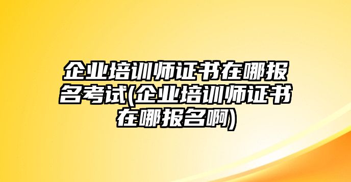 企業(yè)培訓師證書在哪報名考試(企業(yè)培訓師證書在哪報名啊)