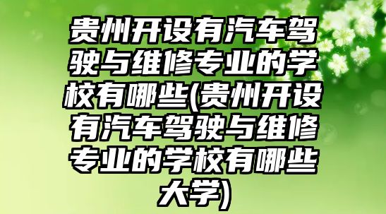 貴州開設(shè)有汽車駕駛與維修專業(yè)的學(xué)校有哪些(貴州開設(shè)有汽車駕駛與維修專業(yè)的學(xué)校有哪些大學(xué))