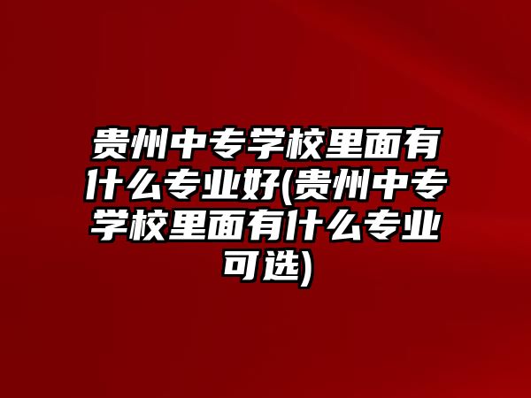 貴州中專學(xué)校里面有什么專業(yè)好(貴州中專學(xué)校里面有什么專業(yè)可選)