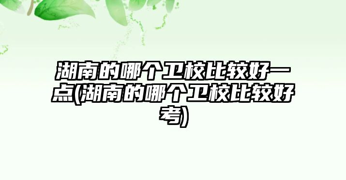 湖南的哪個(gè)衛(wèi)校比較好一點(diǎn)(湖南的哪個(gè)衛(wèi)校比較好考)