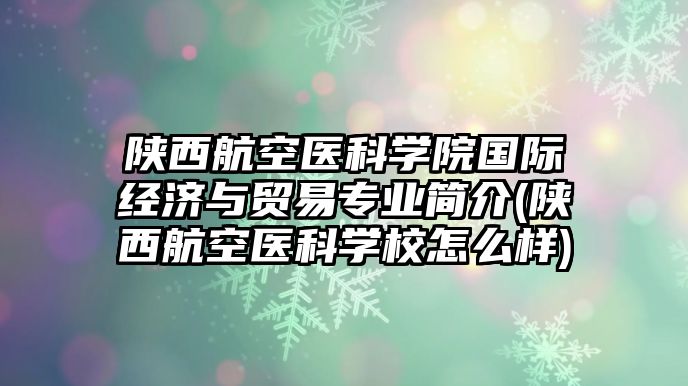 陜西航空醫(yī)科學(xué)院國(guó)際經(jīng)濟(jì)與貿(mào)易專業(yè)簡(jiǎn)介(陜西航空醫(yī)科學(xué)校怎么樣)