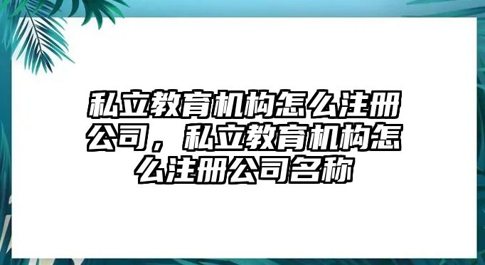 私立教育機(jī)構(gòu)怎么注冊(cè)公司，私立教育機(jī)構(gòu)怎么注冊(cè)公司名稱