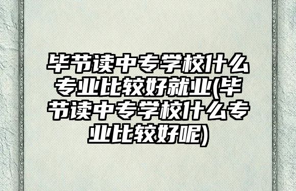 畢節(jié)讀中專(zhuān)學(xué)校什么專(zhuān)業(yè)比較好就業(yè)(畢節(jié)讀中專(zhuān)學(xué)校什么專(zhuān)業(yè)比較好呢)