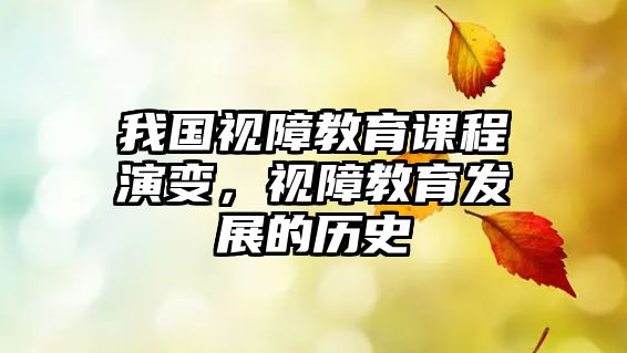 我國視障教育課程演變，視障教育發(fā)展的歷史