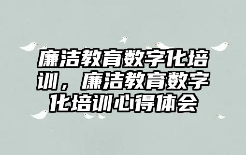 廉潔教育數字化培訓，廉潔教育數字化培訓心得體會