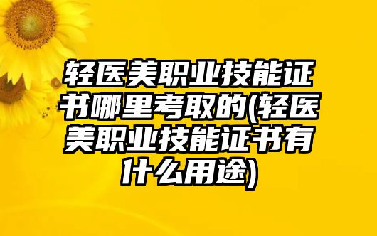 輕醫(yī)美職業(yè)技能證書哪里考取的(輕醫(yī)美職業(yè)技能證書有什么用途)