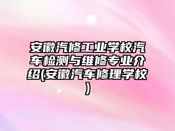 安徽汽修工業(yè)學校汽車檢測與維修專業(yè)介紹(安徽汽車修理學校)