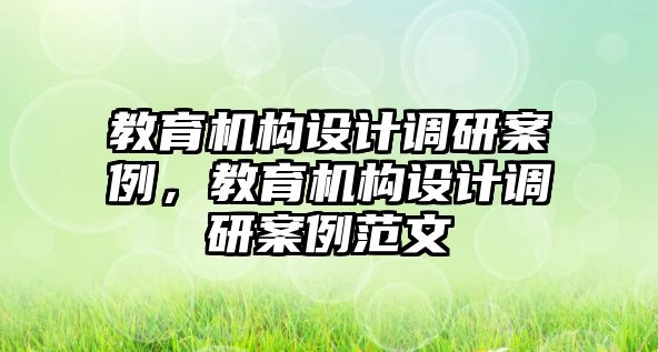 教育機(jī)構(gòu)設(shè)計調(diào)研案例，教育機(jī)構(gòu)設(shè)計調(diào)研案例范文